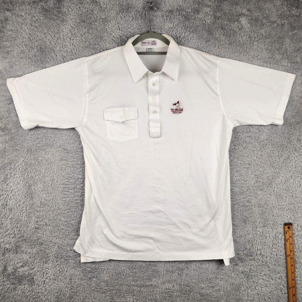 Vintage IZOD Polo Shirt Mens 2XL White 1989 PGA Championship Kemper Lakes Golf